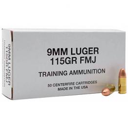 9mm Luger 115gr FMJ CCI Training Brass Ammo Box (50 rds)